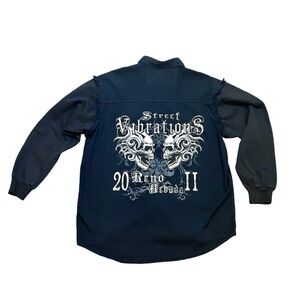 Biker's Edge Street Vibrations 2011 Reno Button Up Jacket Skulls Men's Sz 2XL